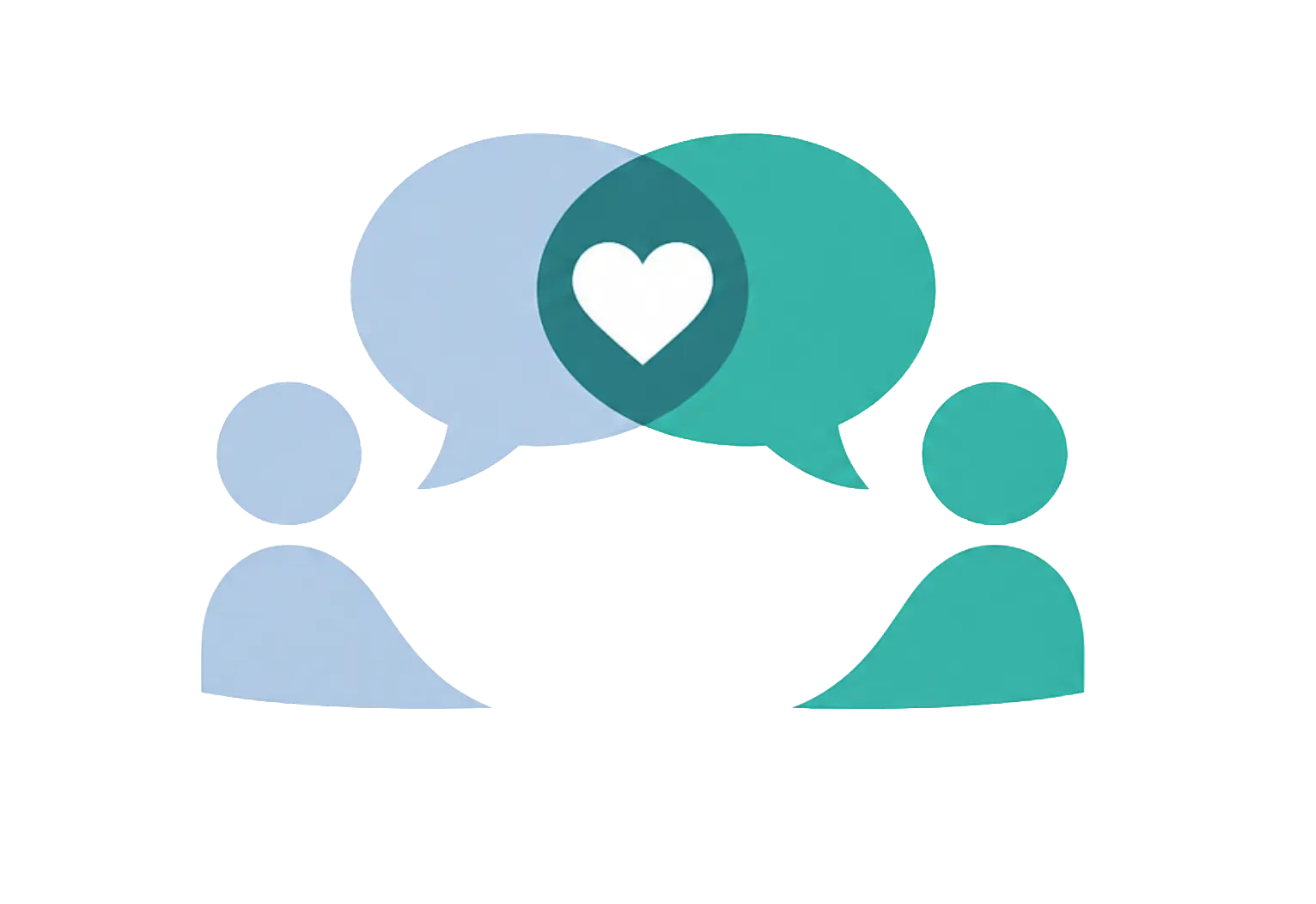 Speech bubble logo with a heart symbol